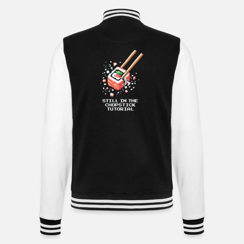 Noch im Stäbchen-Tutorial | Sushi Anfänger - College-Sweatjacke - Schwarz/Weiß