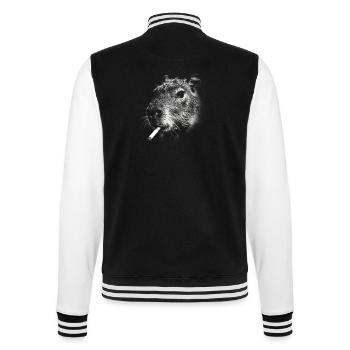 Rauchen, Zigarette, Capybara raucht eine Zigarette - College-Sweatjacke - Schwarz/Weiß - Hinten - Marisol (170cm)