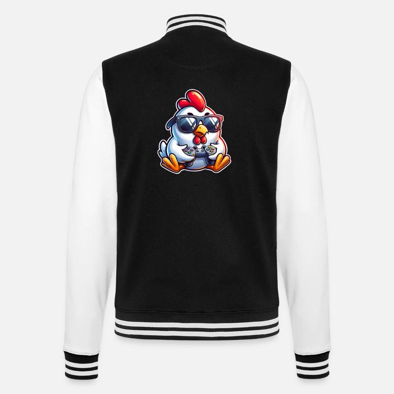 Gamer Chicken with Controller - College Sweat Jacket - black/white