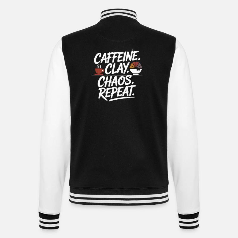 Caffeine Clay Chaos Repeat Design - College-Sweatjacke - Schwarz/Weiß