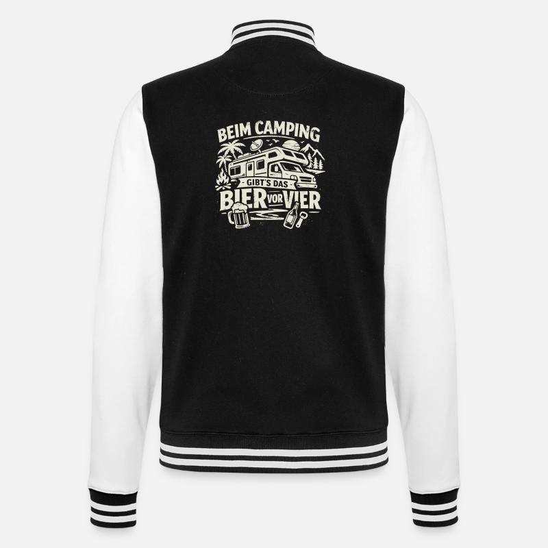 Camping | Bier vor Vier - College-Sweatjacke - Schwarz/Weiß