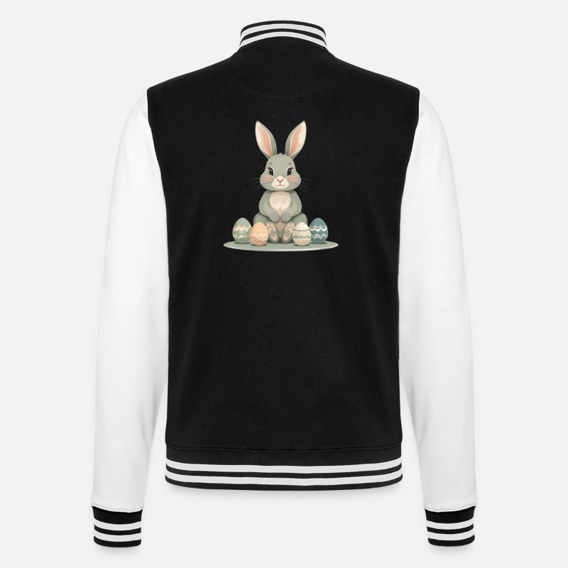 Pastel Bunny Easter Eggs - College Sweat Jacket - black/white
