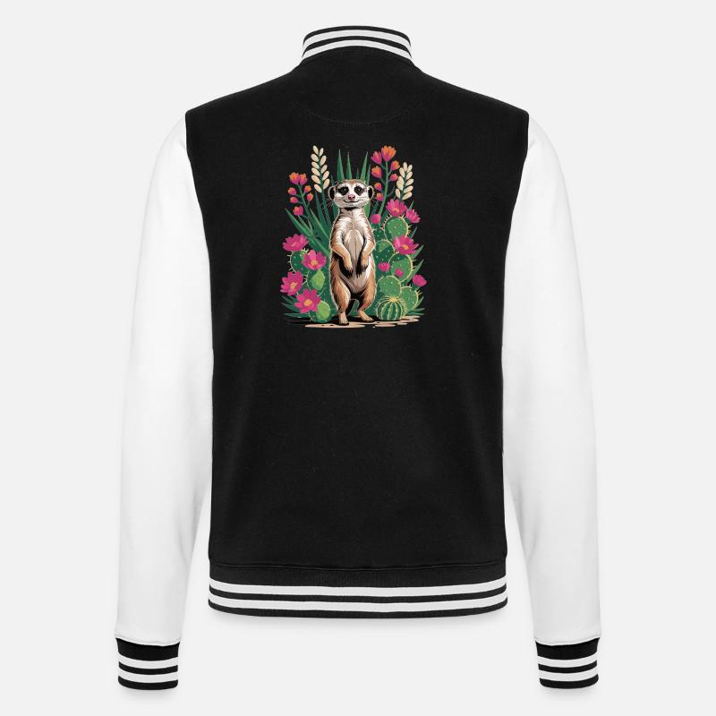T-shirt suricate avec cactus - Cactus & fleurs - Veste Teddy - noir/blanc