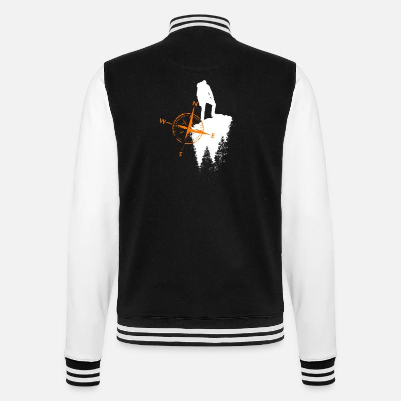 Wanderer Motiv mit einem Kompa - College-Sweatjacke - Schwarz/Weiß