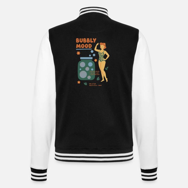 Sourdough Bubbly Mood Bread Baking Baker - College-Sweatjacke - Schwarz/Weiß