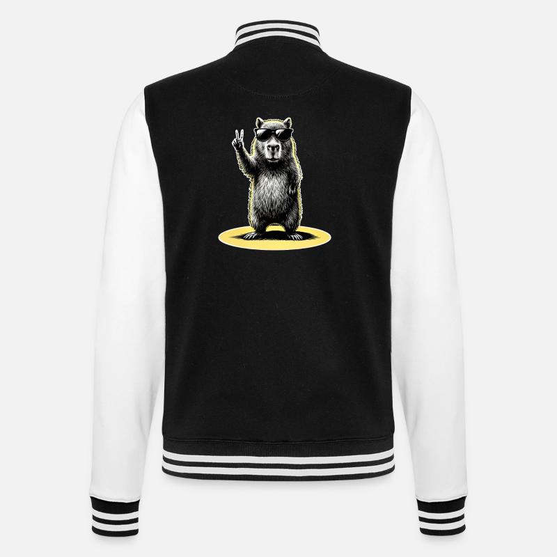 Capybara Peace - College-Sweatjacke - Schwarz/Weiß