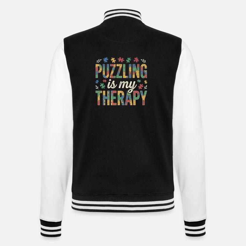 Puzzle is my Therapy - Puzzle rétro - Veste Teddy - noir/blanc