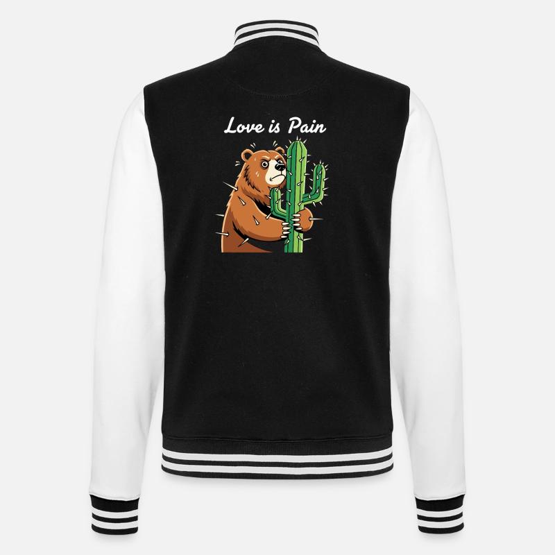 Bear hugging cactus pain - College Sweat Jacket - black/white