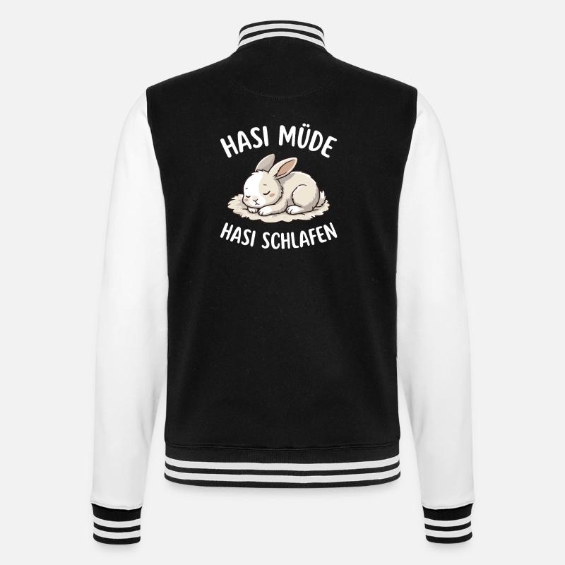 Hasi müde Hasi schlafen  - College-Sweatjacke - Schwarz/Weiß