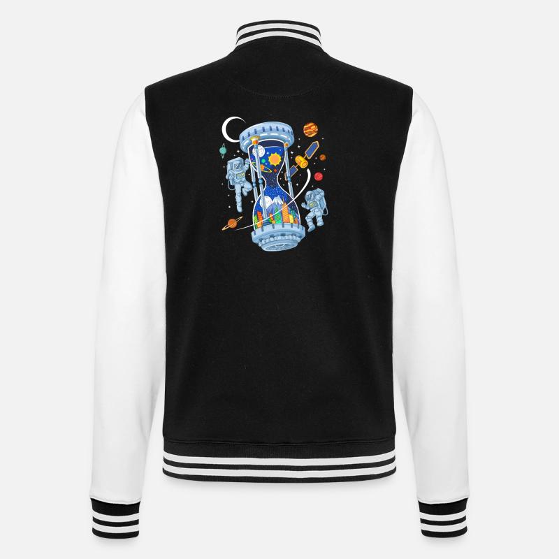 Space Hourglass Astronauts Galaxy Time - College Sweat Jacket - black/white