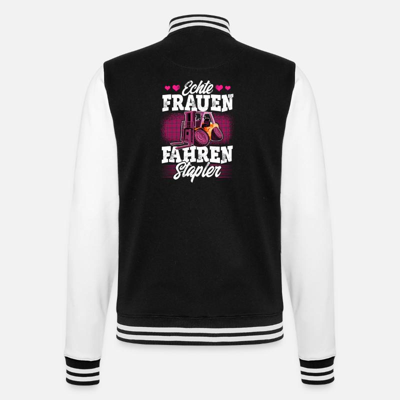 Staplerfahrerin - College-Sweatjacke - Schwarz/Weiß