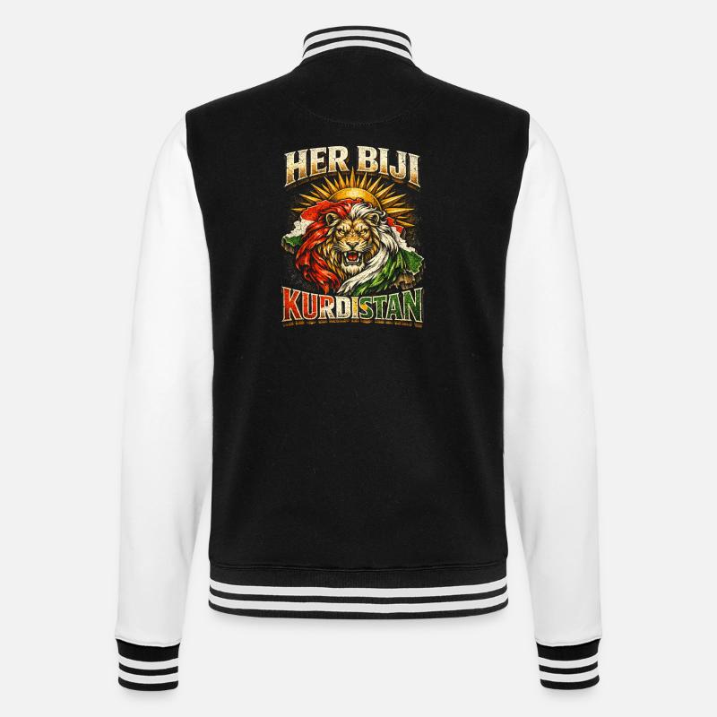 Her Biji Kurdistan Kurde Kurden - College-Sweatjacke - Schwarz/Weiß