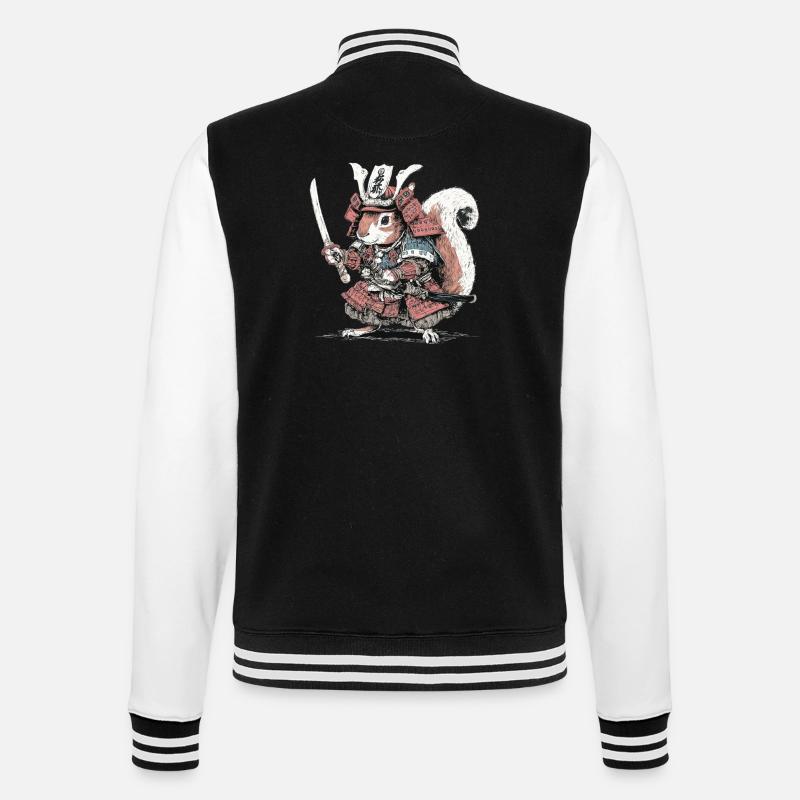 Eichhörnchen-Samurai-Rüstung - College-Sweatjacke - Schwarz/Weiß