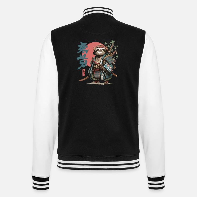 Samurai Sloth Warrior - College Sweat Jacket - black/white