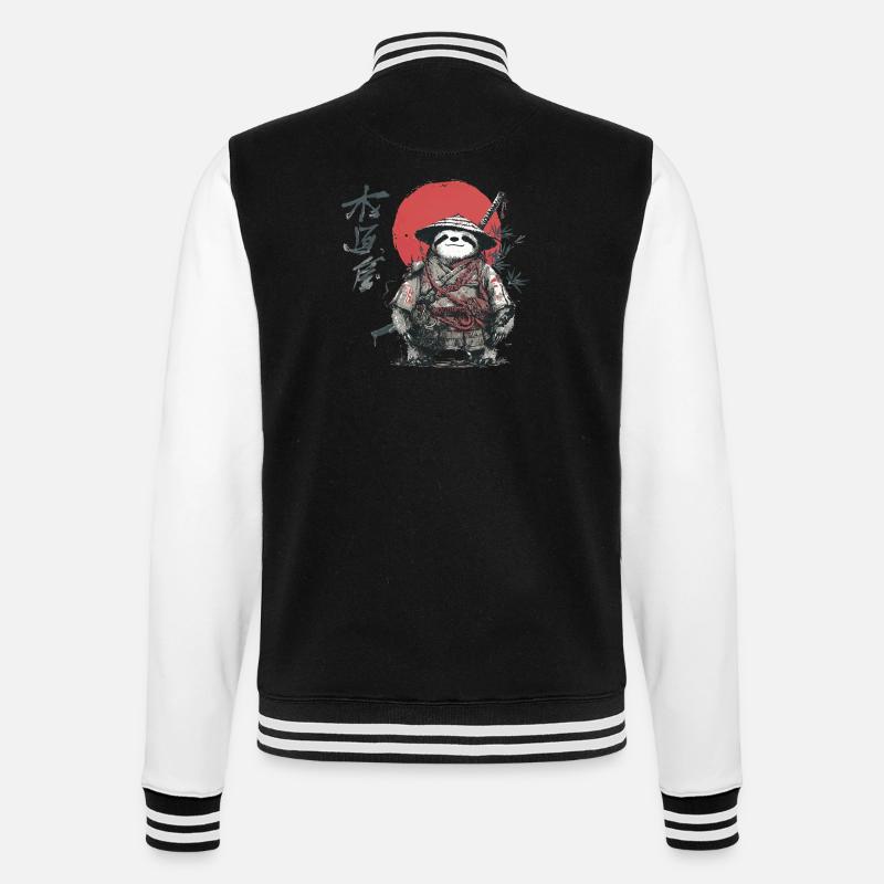 Sloth Samurai Under Red Sun - College Sweat Jacket - black/white
