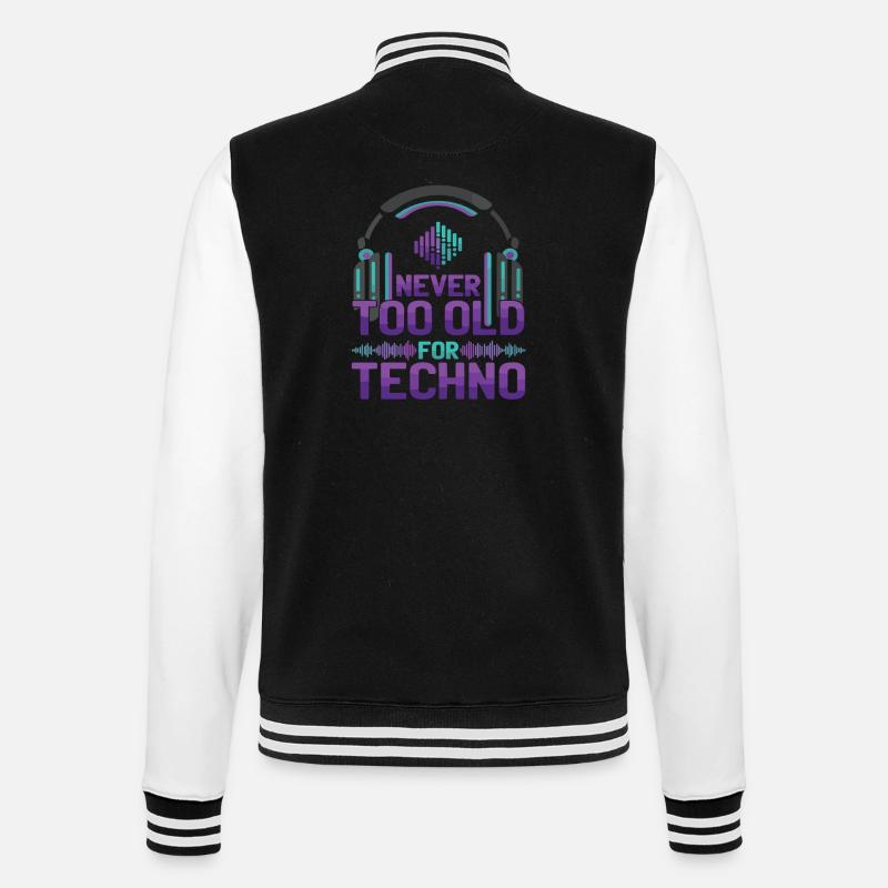 Never Too Old Techno Musik DJ - College-Sweatjacke - Schwarz/Weiß