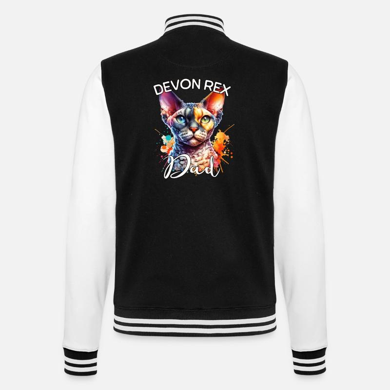 Devon Rex Papa - College-Sweatjacke - Schwarz/Weiß
