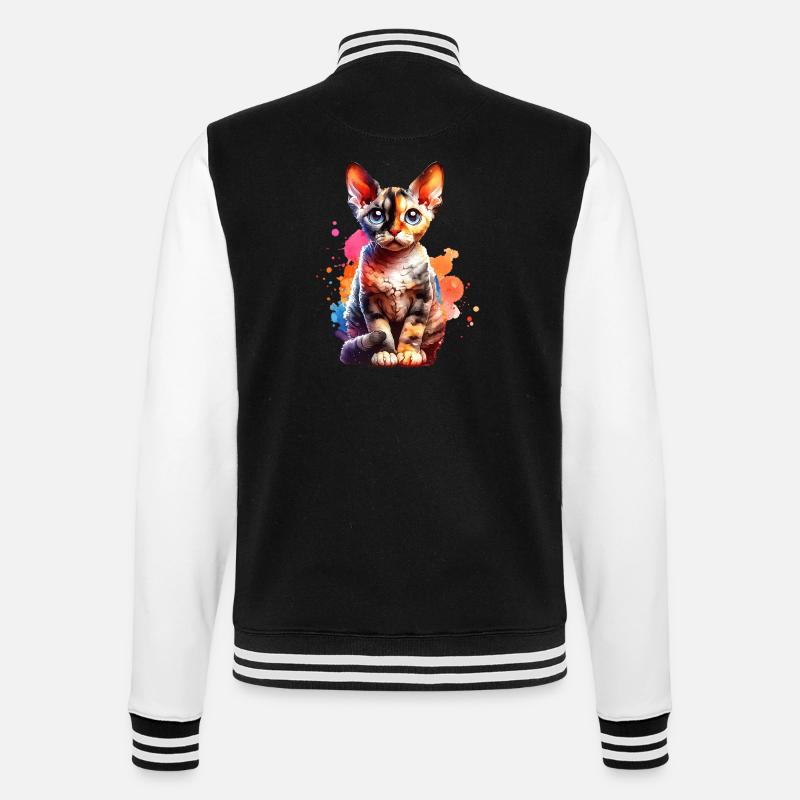 Devon Rex Geschenk - College-Sweatjacke - Schwarz/Weiß