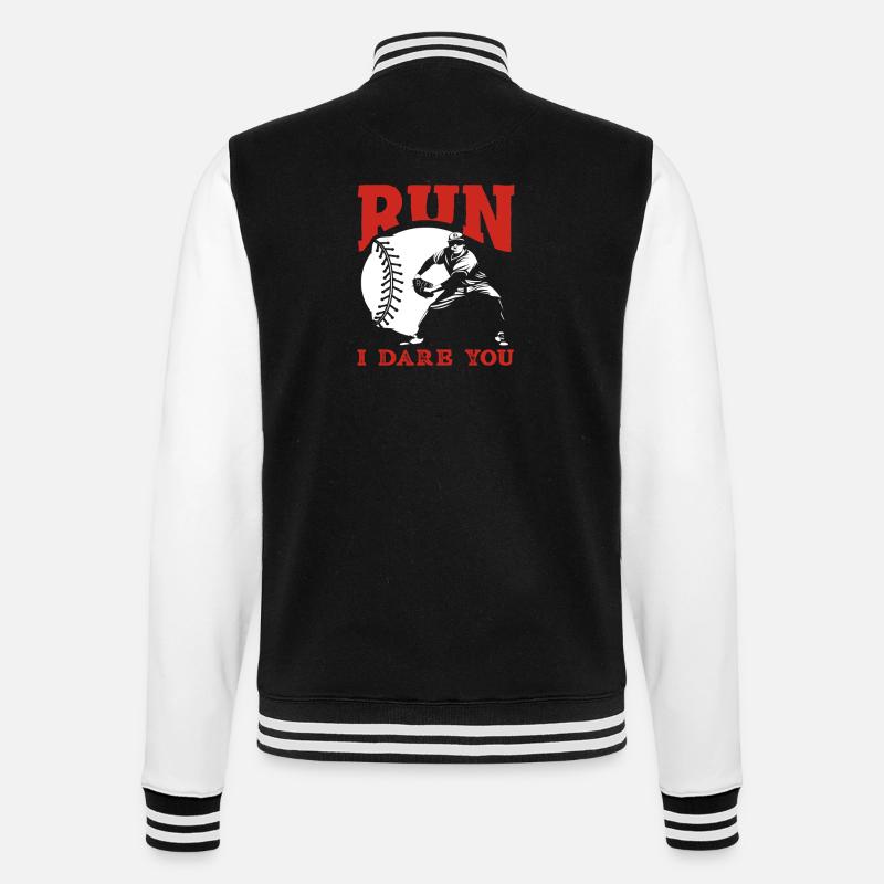 Run Baseball Catcher Saying - College Sweat Jacket - black/white