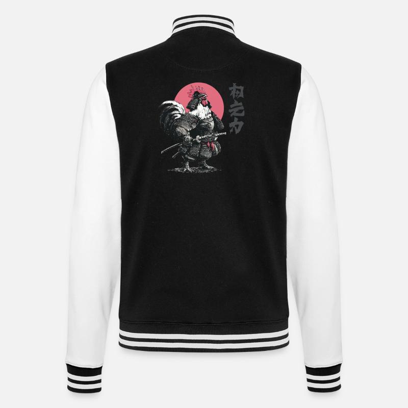 Rooster Samurai Armor Print - College Sweat Jacket - black/white