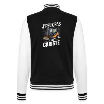 J’Peux Pas Je Suis Cariste Humour Cadeau Collègue - Veste Teddy - noir/blanc - Dos - Marisol (170cm)