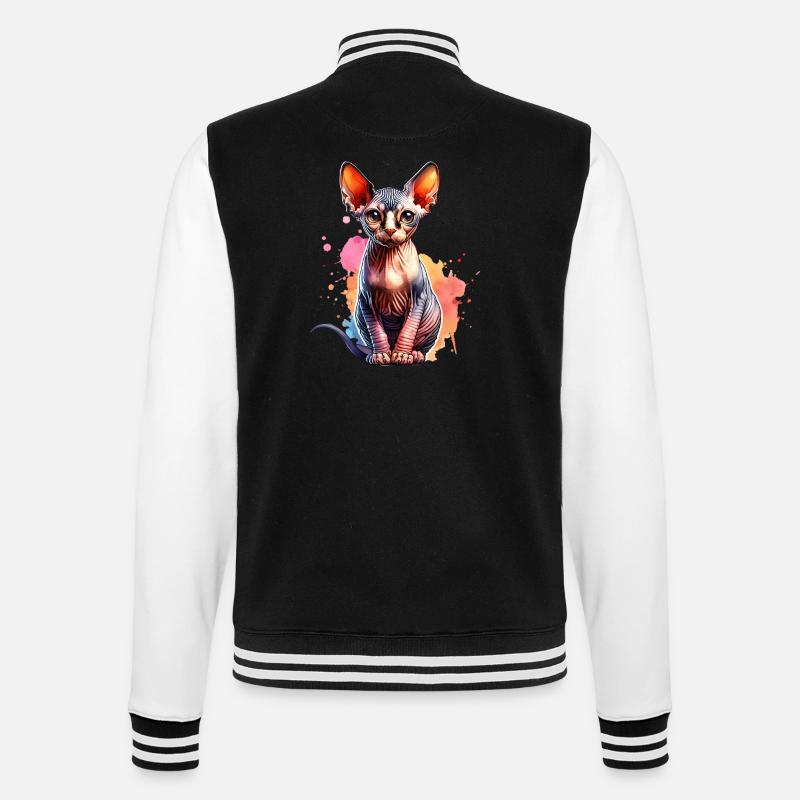 Sphynx Cat Gift - College Sweat Jacket - black/white
