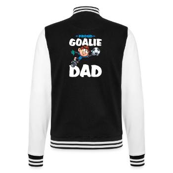 Proud Goalie Dad Stolzer Torwart Papa Fußball - College-Sweatjacke - Schwarz/Weiß - Hinten - Marisol (170cm)