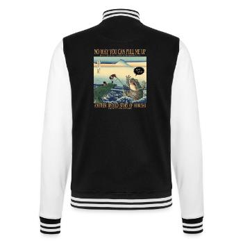 Hokusai Giant Frog Japanese Ukiyo-e Parody Art - College-Sweatjacke - Schwarz/Weiß - Hinten - Marisol (170cm)