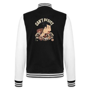 Funny Ukiyoe Sharaku Japanese Food, Ramen, Sushi - College-Sweatjacke - Schwarz/Weiß - Hinten - Marisol (170cm)