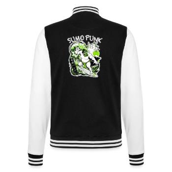 SUMO PUNK Light Green Cyberpunk Neo Ukiyo-E Japan - College-Sweatjacke - Schwarz/Weiß - Hinten - Marisol (170cm)