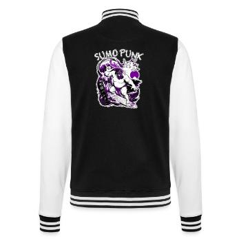 SUMO PUNK Purple Cyberpunk Neo Ukiyo-E Japan - College-Sweatjacke - Schwarz/Weiß - Hinten - Marisol (170cm)
