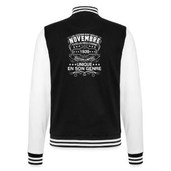 Les Légendes Sont Nées En Novembre 1939 Cadeau - Veste Teddy - noir/blanc - Dos - Marisol (170cm)