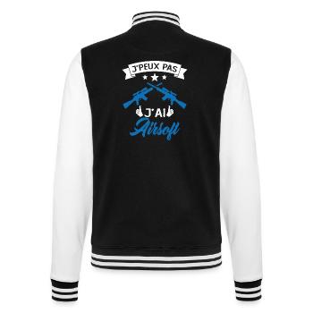 Je Peux Pas J'ai Airsoft Humour Cadeau - Veste Teddy - noir/blanc - Dos - Marisol (170cm)
