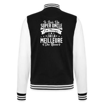 Un Super Oncle Cadeau Humour Nièce Tonton - Veste Teddy - noir/blanc - Dos - Marisol (170cm)