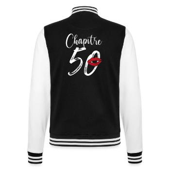 Chapitre 50 Ans Anniversaire Humour Cadeau - Veste Teddy - noir/blanc - Dos - Marisol (170cm)