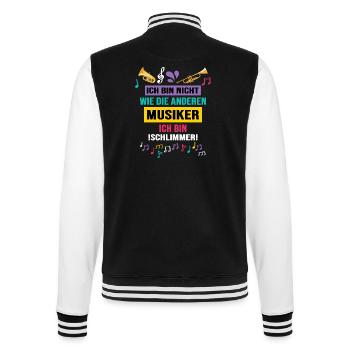 Musik Frontmann Musiker Notenschlüssel Band - College-Sweatjacke - Schwarz/Weiß - Hinten - Marisol (170cm)