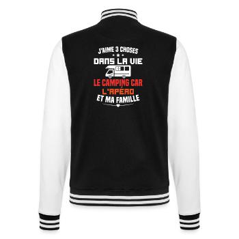 le camping car l'apéro et ma famille Humour Cadeau - Veste Teddy - noir/blanc - Dos - Marisol (170cm)
