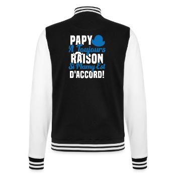 Papy A Toujours Raison Drôle Grand Père Humour - Veste Teddy - noir/blanc - Dos - Marisol (170cm)