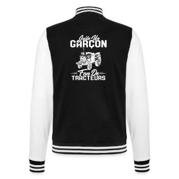 Enfant Juste Un Garçon Fan De Tracteurs - Veste Teddy - noir/blanc - Dos - Marisol (170cm)