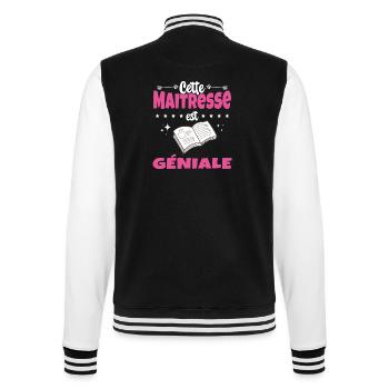 Femme Cette Maitresse Est Geniale Humour Prof - Veste Teddy - noir/blanc - Dos - Marisol (170cm)