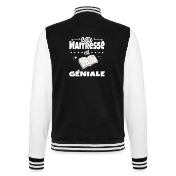 Femme Cette Maitresse Est Geniale Humour Prof - Veste Teddy - noir/blanc - Dos - Marisol (170cm)