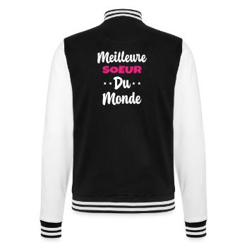 Meilleure Soeur Du Monde Humour Cadeau - Veste Teddy - noir/blanc - Dos - Marisol (170cm)