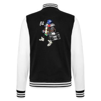 80s Retro Funky Design - College Sweat Jacket - black/white - Back - Marisol (170cm)