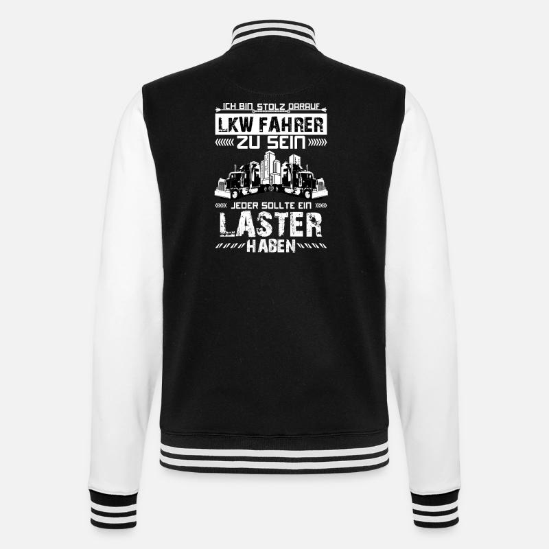 Trucker 04 - College-Sweatjacke - Schwarz/Weiß