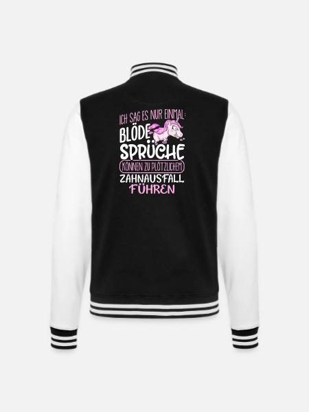 Einhorn Blöde Sprüche - College-Sweatjacke - Schwarz/Weiß