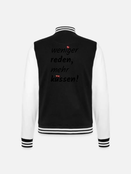 weniger reden, mehr küssen! - College-Sweatjacke - Schwarz/Weiß