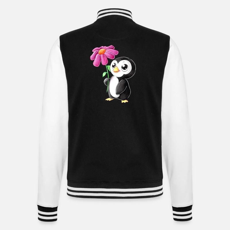 Pingouin de dessin animé mignon - Veste Teddy - noir/blanc