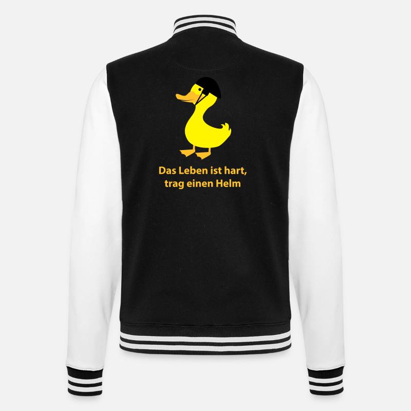 Ente mit Helm - College-Sweatjacke - Schwarz/Weiß