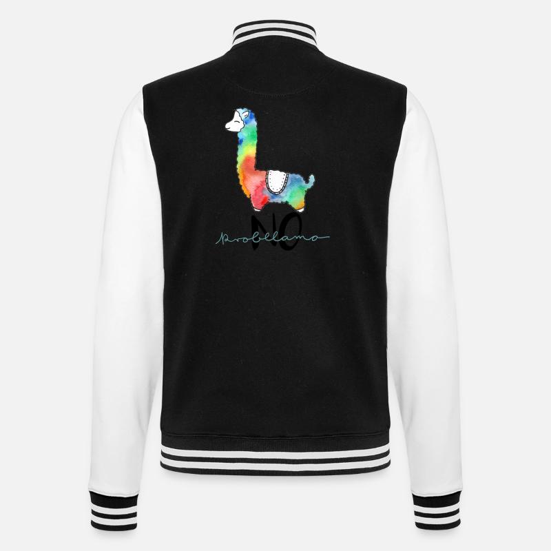 Cooles, buntes Lama lustiger Spruch "no probllama" - College-Sweatjacke - Schwarz/Weiß