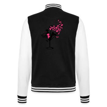 Braut - Bride - JGA - Cocktail - Herz - 2C - College-Sweatjacke - Schwarz/Weiß - Hinten - Marisol (170cm)